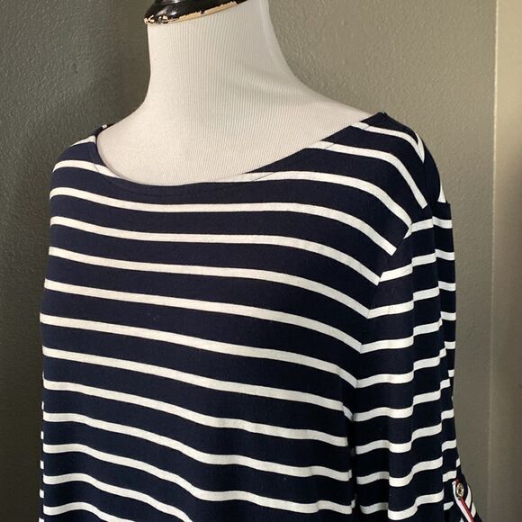 Tommy Hilfiger Striped Boatneck rolled sleeve Shirt navy white - Picture 2 of 12